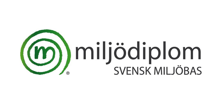 Bilden visar logotypen för Miljödiplom från svensk miljöbas.