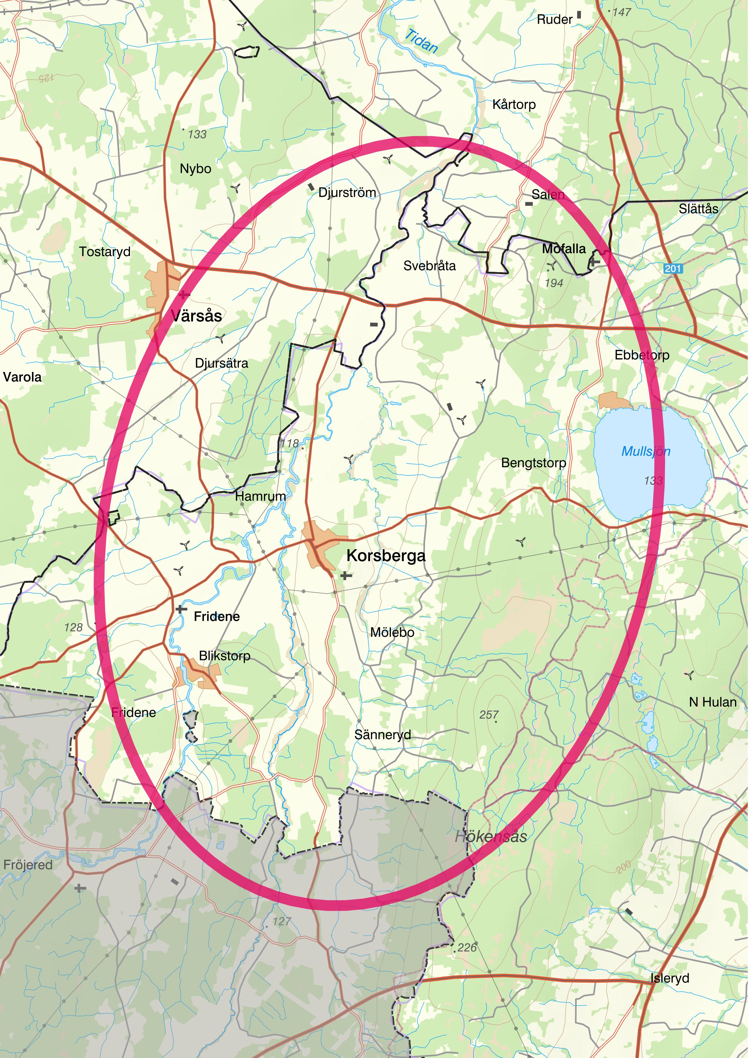 Bilden visar kartbild över Hjo kommun