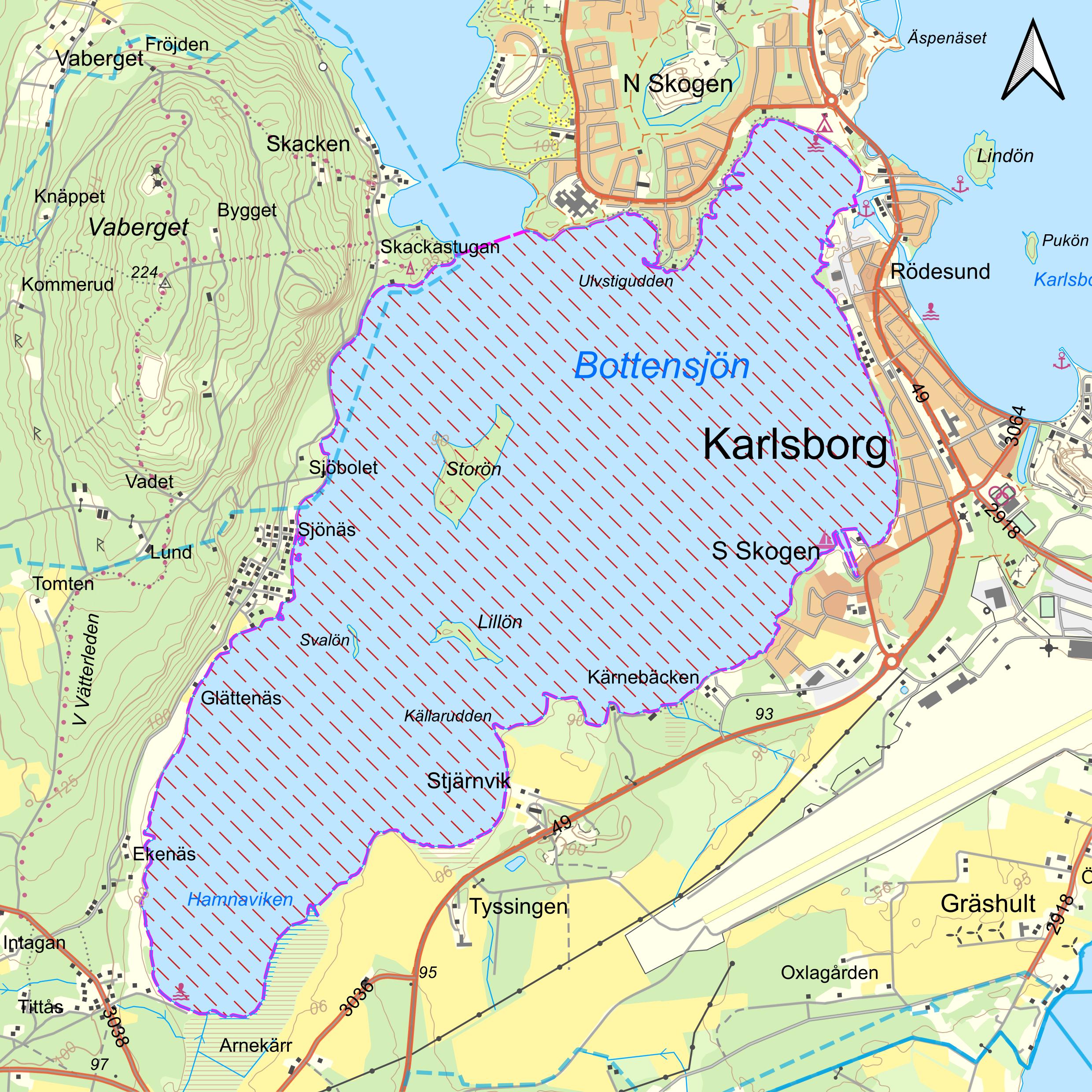 Kartbild av södra Bottensjön